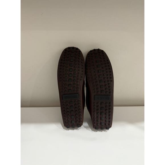 NWT Gucci Ayrton Webbing-Trim Horsebit Leather Driving Loafers Brown Mens US 12